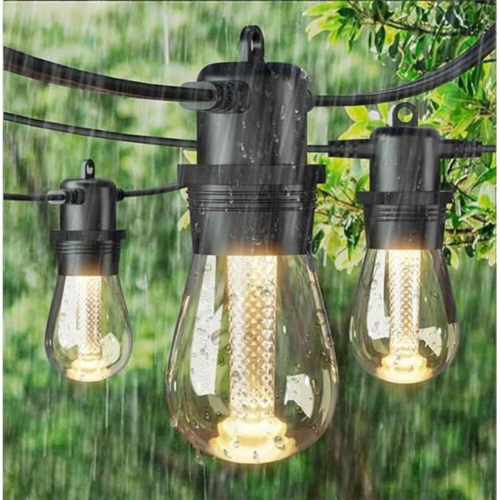 48FT LED Outdoor String Lights, Commercial Patio Waterproof, Hanging Lights